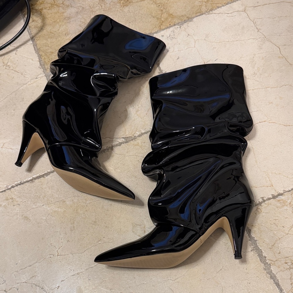 Black Patent Leather Women's Boots